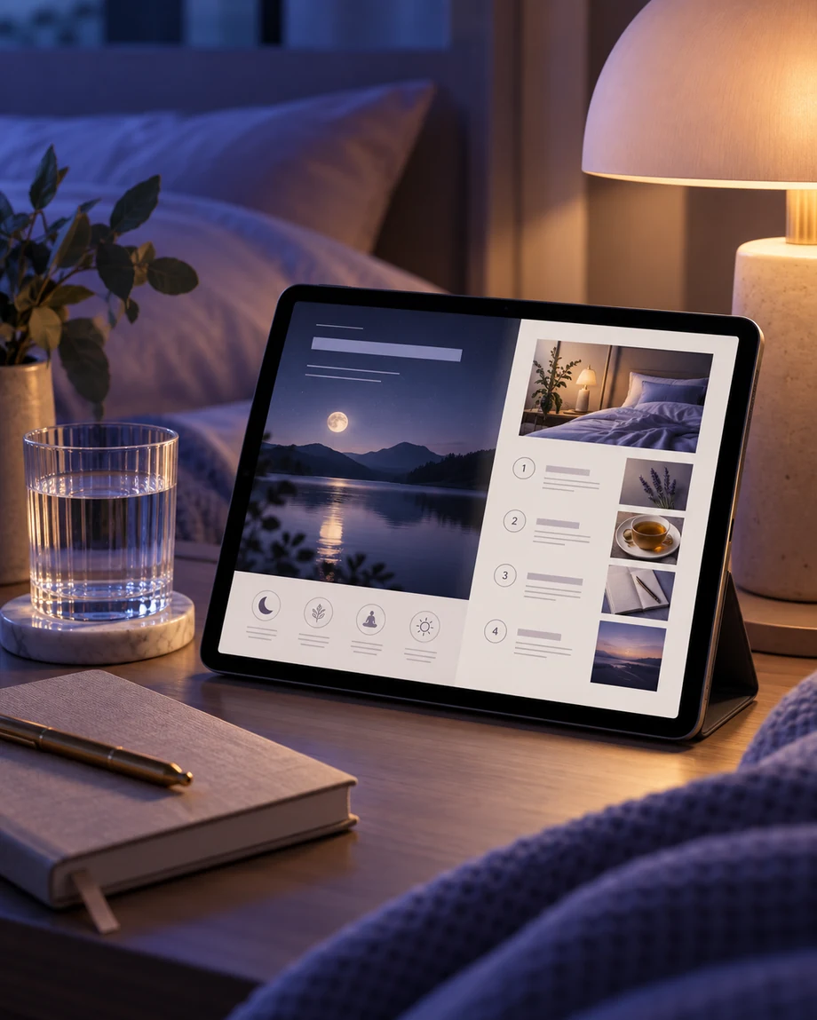 Digital preview of the Deep Sleep Protocol guide on a tablet